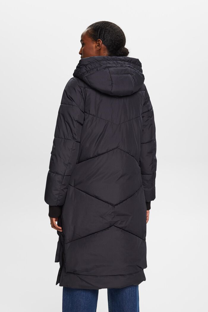 Hooded Quilted Puffer Coat, BLACK, detail image number 3