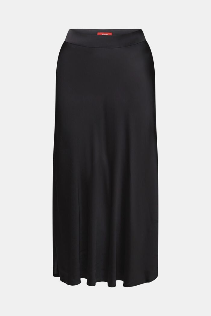 Satin Midi Skirt, BLACK, detail image number 6
