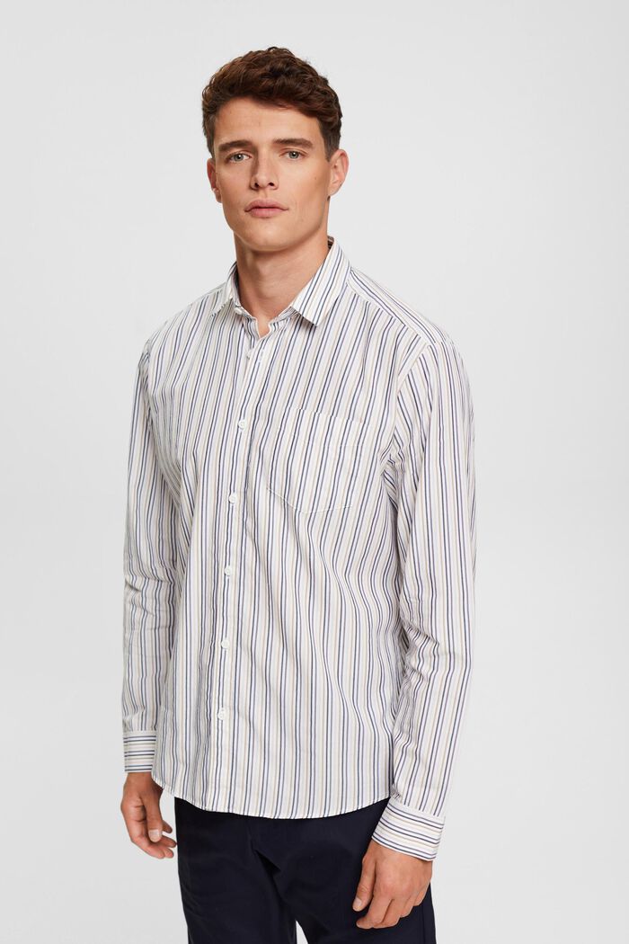 Striped slim fit shirt, SAND, detail image number 0