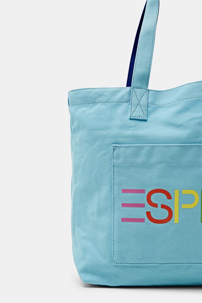 Logo Canvas Tote Bag, LIGHT TURQUOISE, detail image number 1