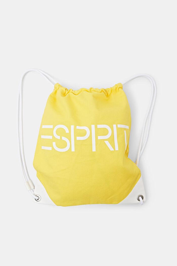 Cotton Canvas Logo Drawstring Backpack, YELLOW, detail image number 4