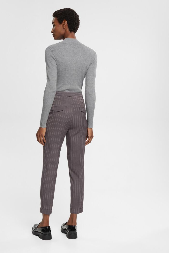 Cropped trousers with pinstripes, MEDIUM GREY, detail image number 3
