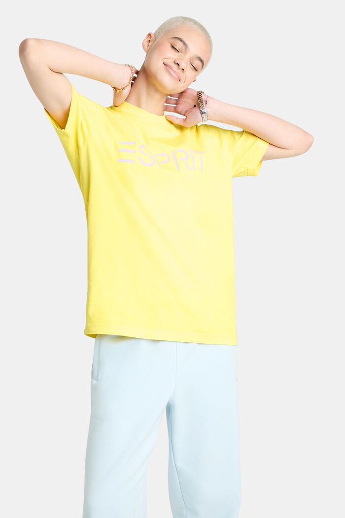 Unisex Logo Cotton Jersey T-Shirt, LIME YELLOW, detail image number 1