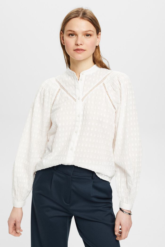 Embroidered blouse, OFF WHITE, detail image number 0