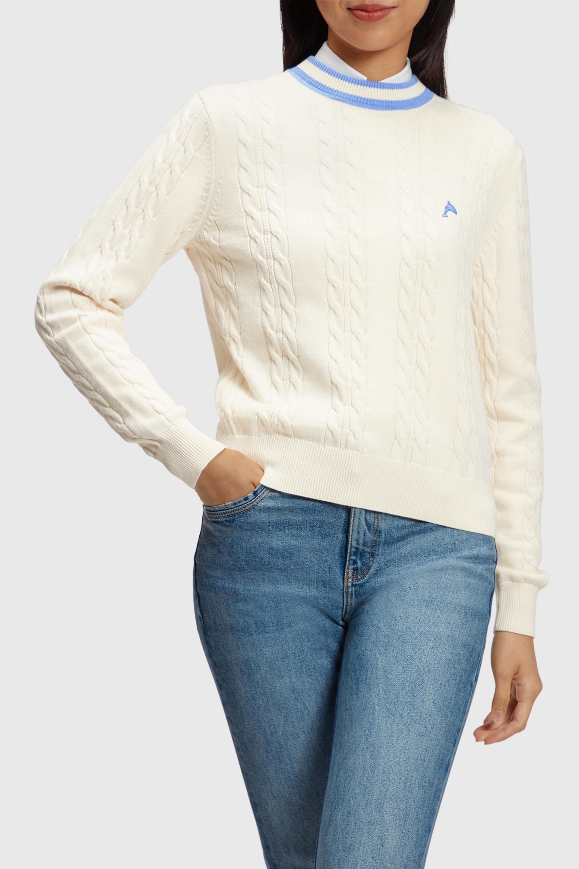 Shop the Latest in Women\'s Fashion Dolphin Logo Cable Knit Sweater | ESPRIT  Thailand Official Online Store