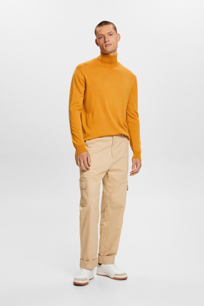 Merino Wool Turtleneck Sweater, HONEY YELLOW, detail image number 0