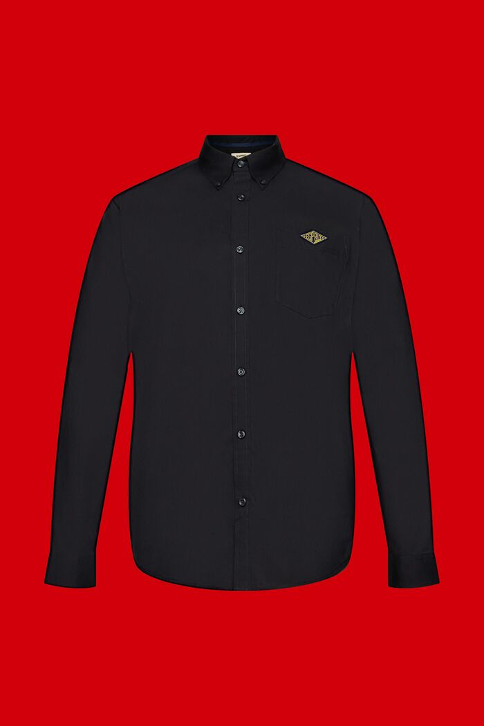 Button-down cotton shirt, BLACK, detail image number 5