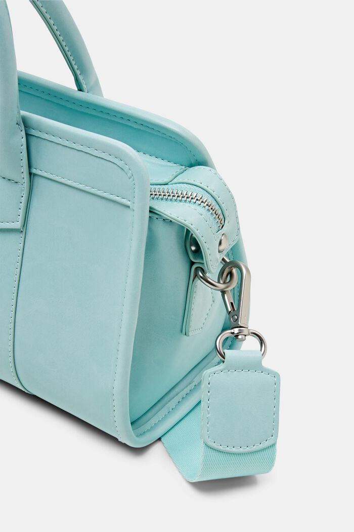 Faux Leather Top Handle Bag, PASTEL BLUE, detail image number 1