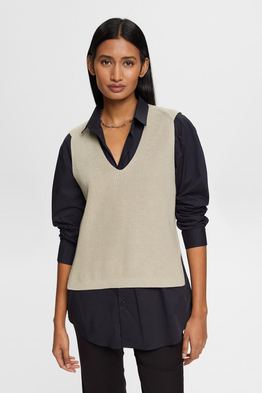 Rib-Knit V-neck Sweater Vest