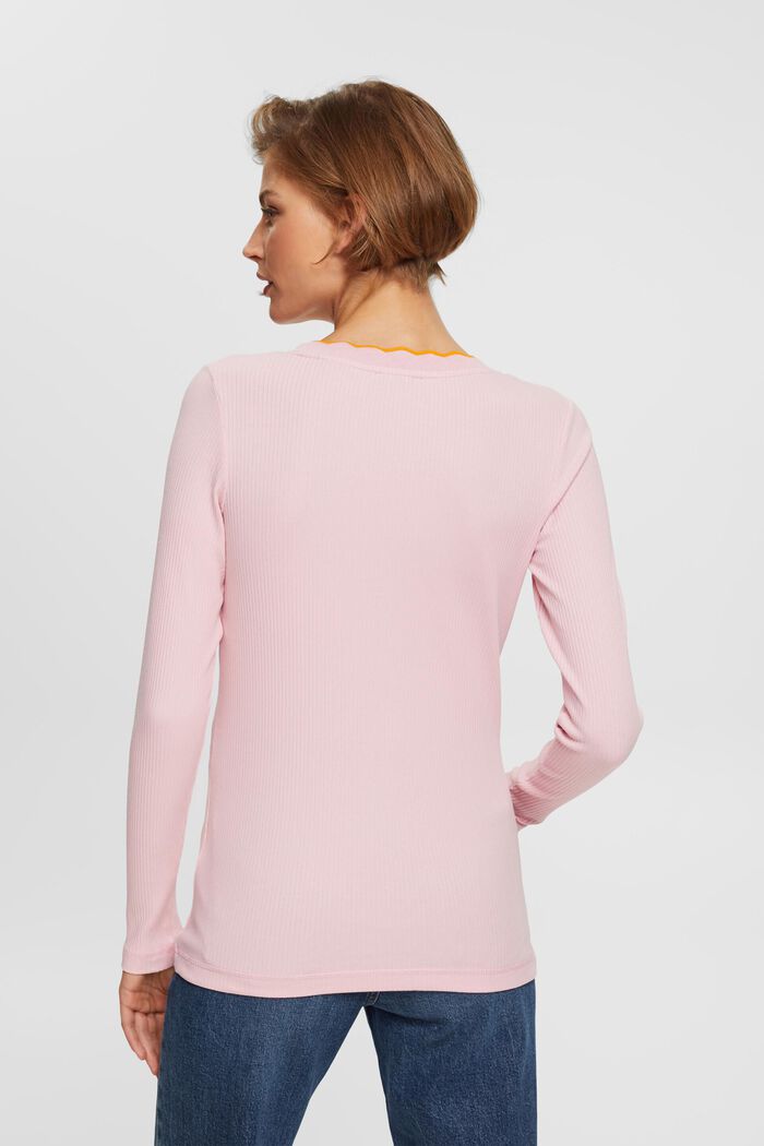 Ribbed long sleeve, stretch cotton, LIGHT PINK, detail image number 3