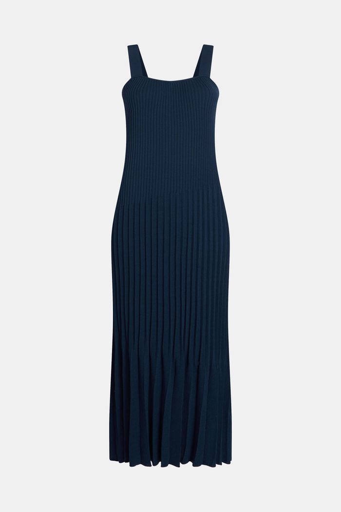 Pleated Knit Midi Dress, NAVY, detail image number 7