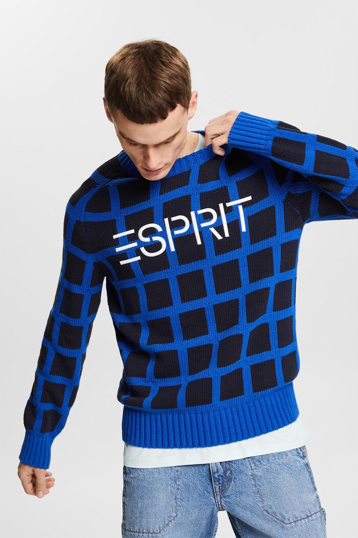 Logo Chunky Knit Sweater, BRIGHT BLUE, detail image number 4