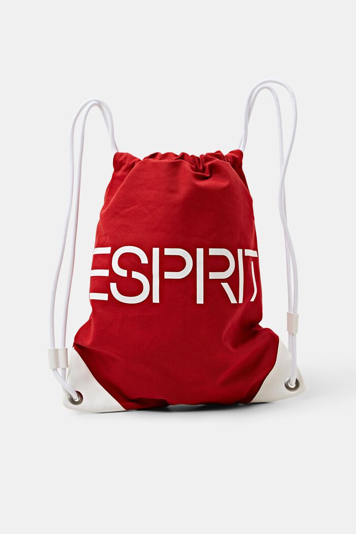 Cotton Canvas Logo Drawstring Backpack, DARK RED, detail image number 0