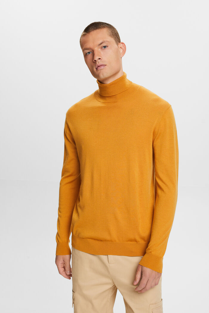 Merino Wool Turtleneck Sweater, HONEY YELLOW, detail image number 1