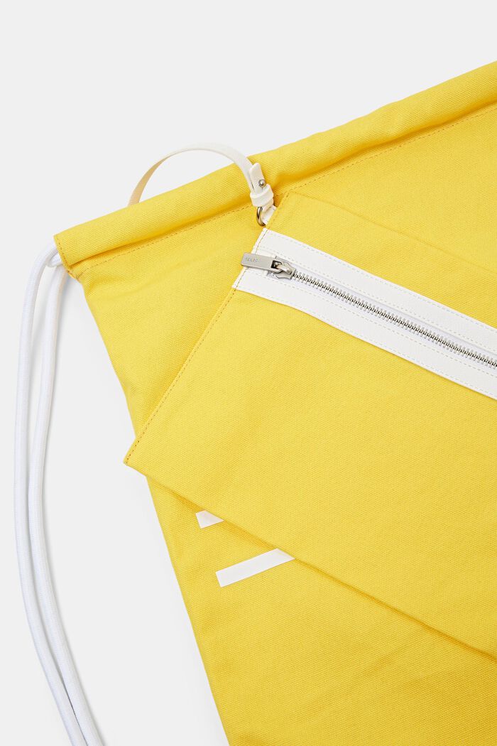 Cotton Canvas Logo Drawstring Backpack, YELLOW, detail image number 1