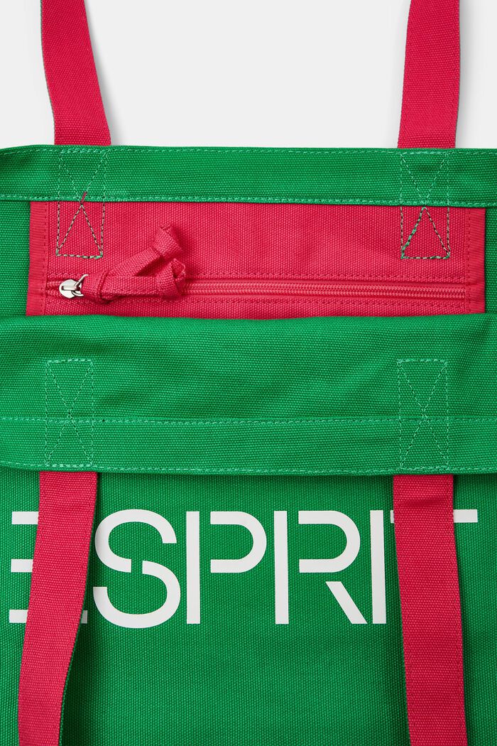Logo Canvas Tote Bag, GREEN, detail image number 4