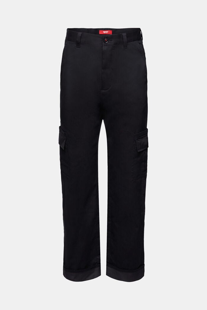 Cargo trousers with turn-up hem, BLACK, detail image number 6
