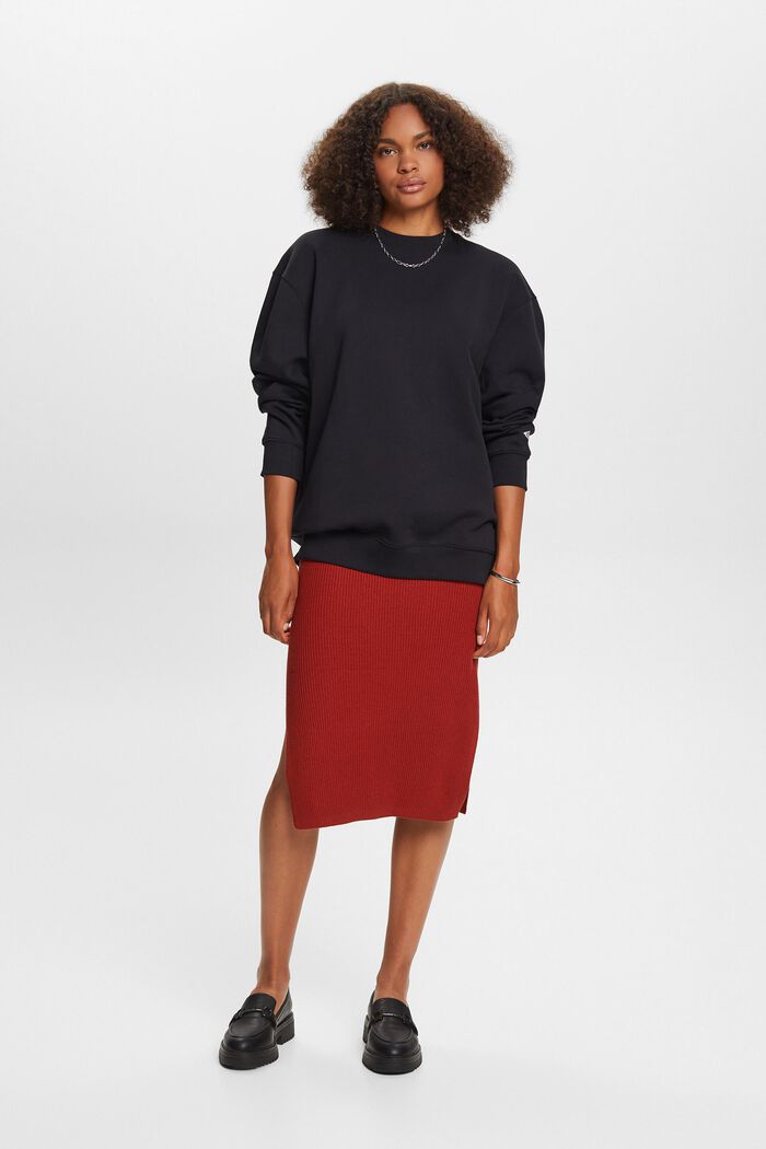 Cotton Blend Pullover Sweatshirt, BLACK, detail image number 4
