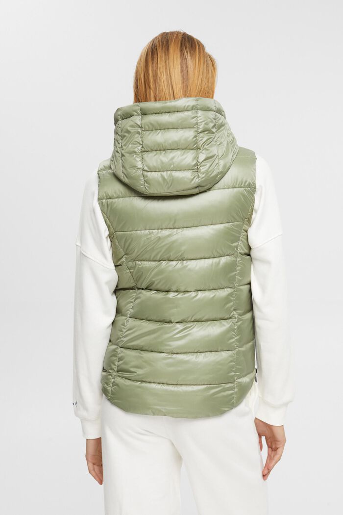 Hooded Quilted Shell Vest, LIGHT KHAKI, detail image number 3