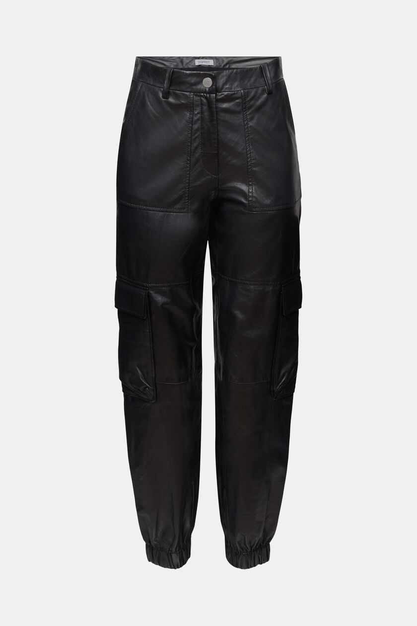 Tapered Leather Cargo Pants