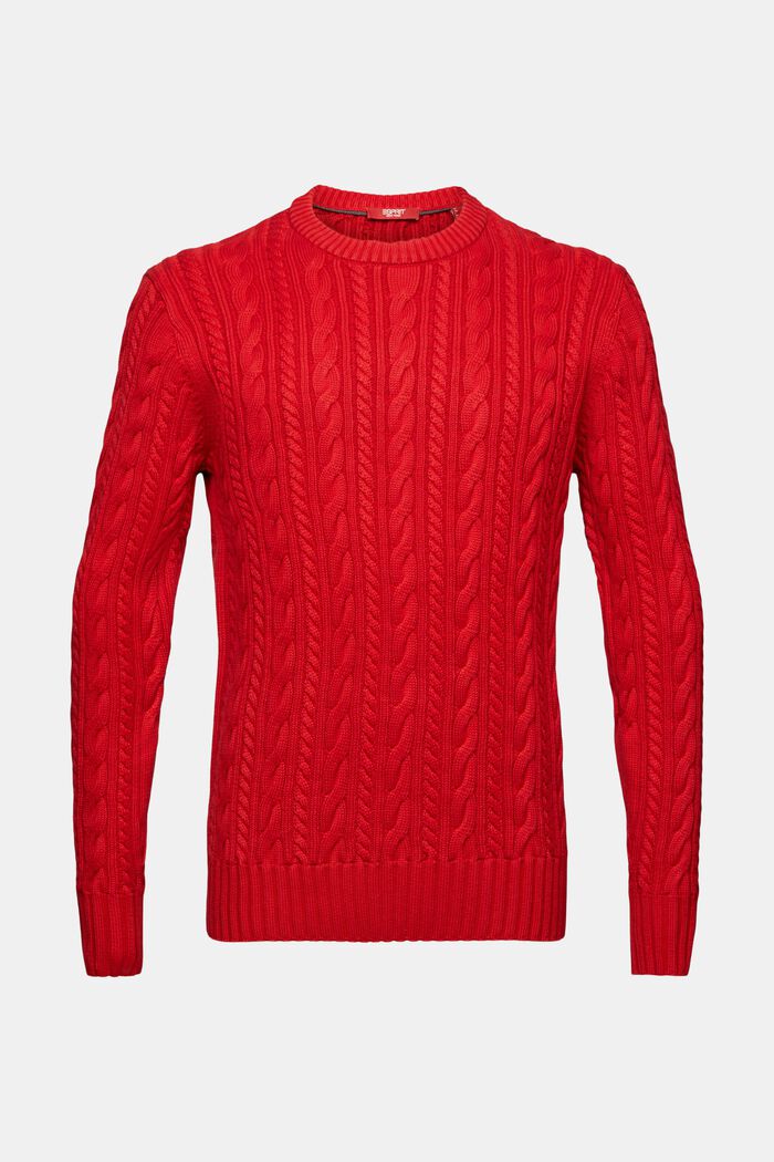 Cotton Cable Knit Jumper, DARK RED, detail image number 6