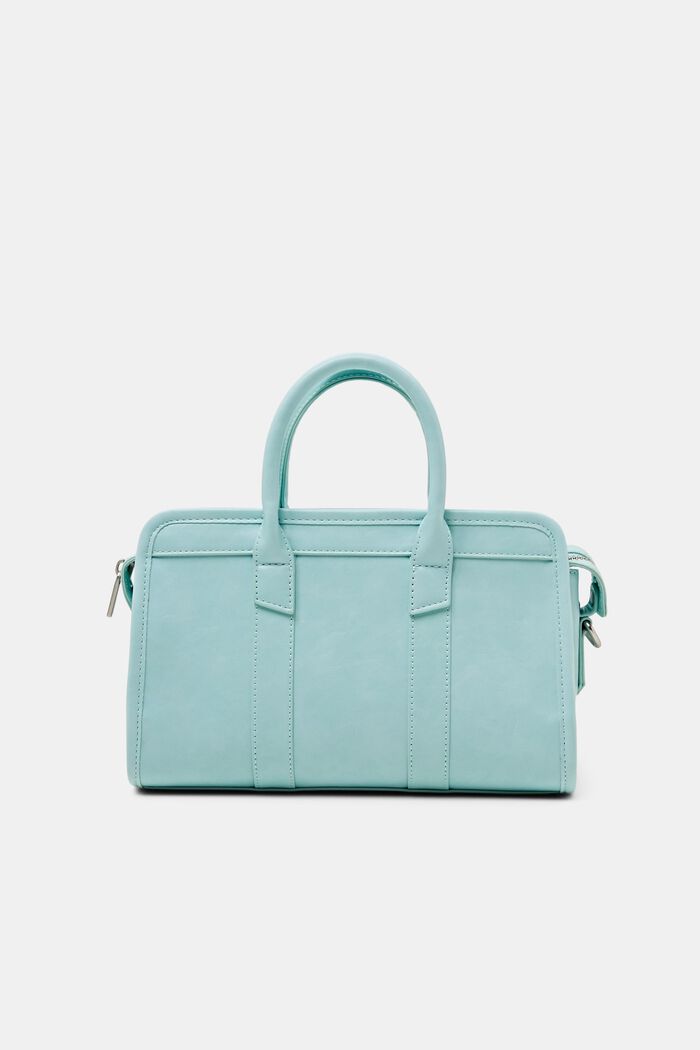 Faux Leather Top Handle Bag, PASTEL BLUE, detail image number 0