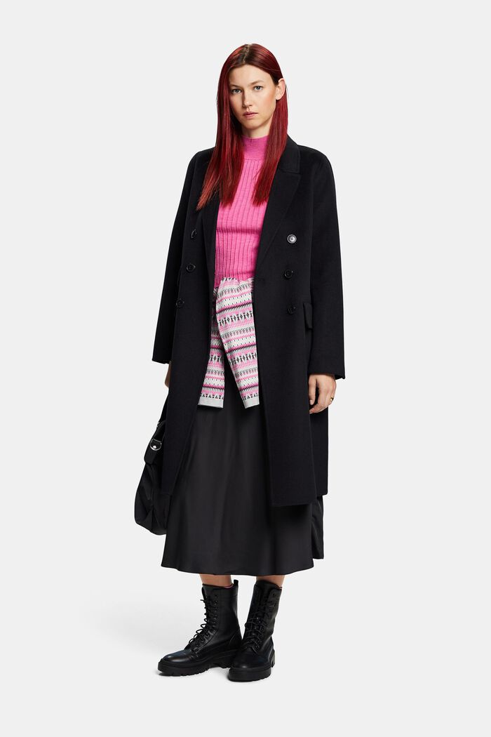 Satin Midi Skirt, BLACK, detail image number 0