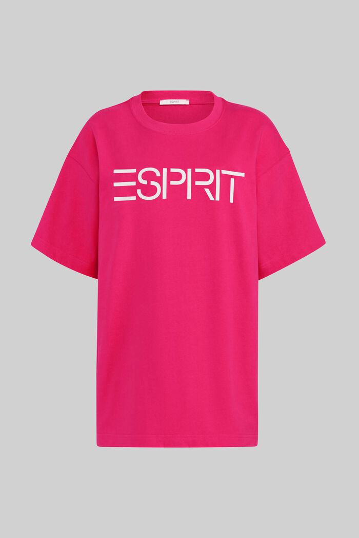 Unisex T-shirt with a logo print, PINK FUCHSIA, detail image number 5