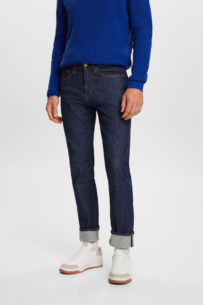 Premium Selvedge Mid-Rise Slim Jeans, BLUE RINSE, detail image number 0