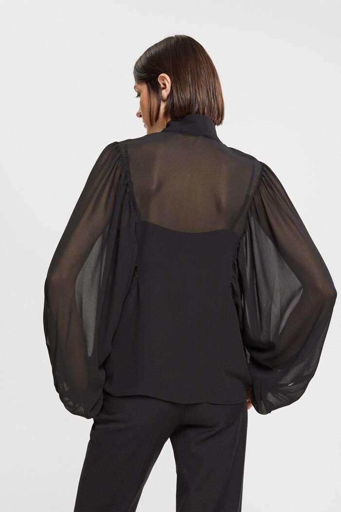 Wide chiffon blouse, BLACK, detail image number 3