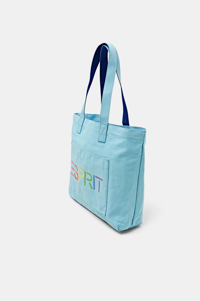 Logo Canvas Tote Bag, LIGHT TURQUOISE, detail image number 2