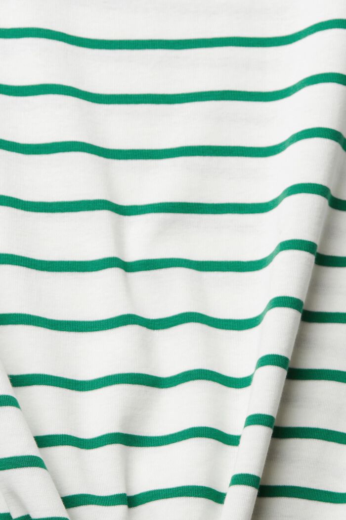 Striped Round Neck Cotton Top, EMERALD GREEN, detail image number 1