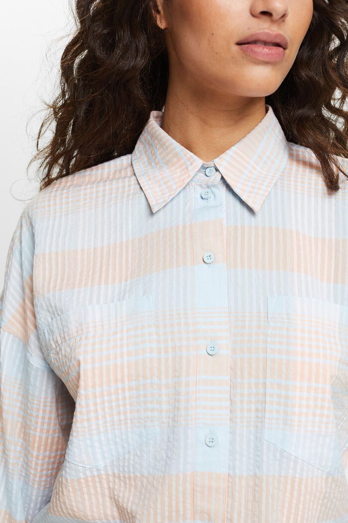 Printed Seersucker Button-Up Shirt, PASTEL BLUE, detail image number 3