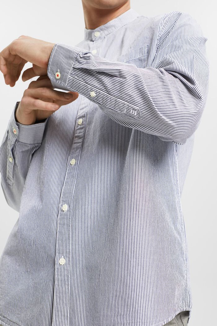 Pinstripe cotton shirt with mandarin collar, NAVY, detail image number 2