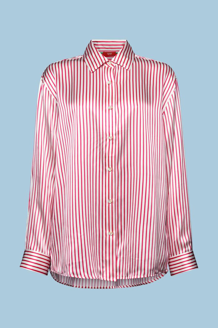 Striped Silk Shirt, PINK FUCHSIA, detail image number 6
