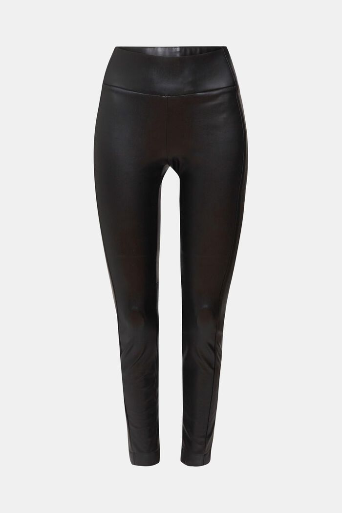 High-rise faux leather leggings, BLACK, detail image number 1