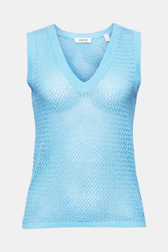Structured V-Neck Sleeveless Sweater, LIGHT TURQUOISE, detail image number 6