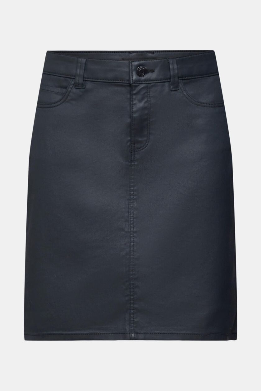 Leather effect knee-length skirt