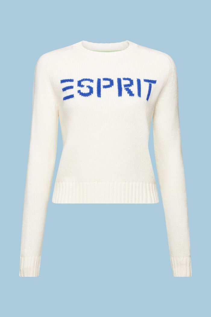 Wool Cashmere Logo Sweater, OFF WHITE, detail image number 6