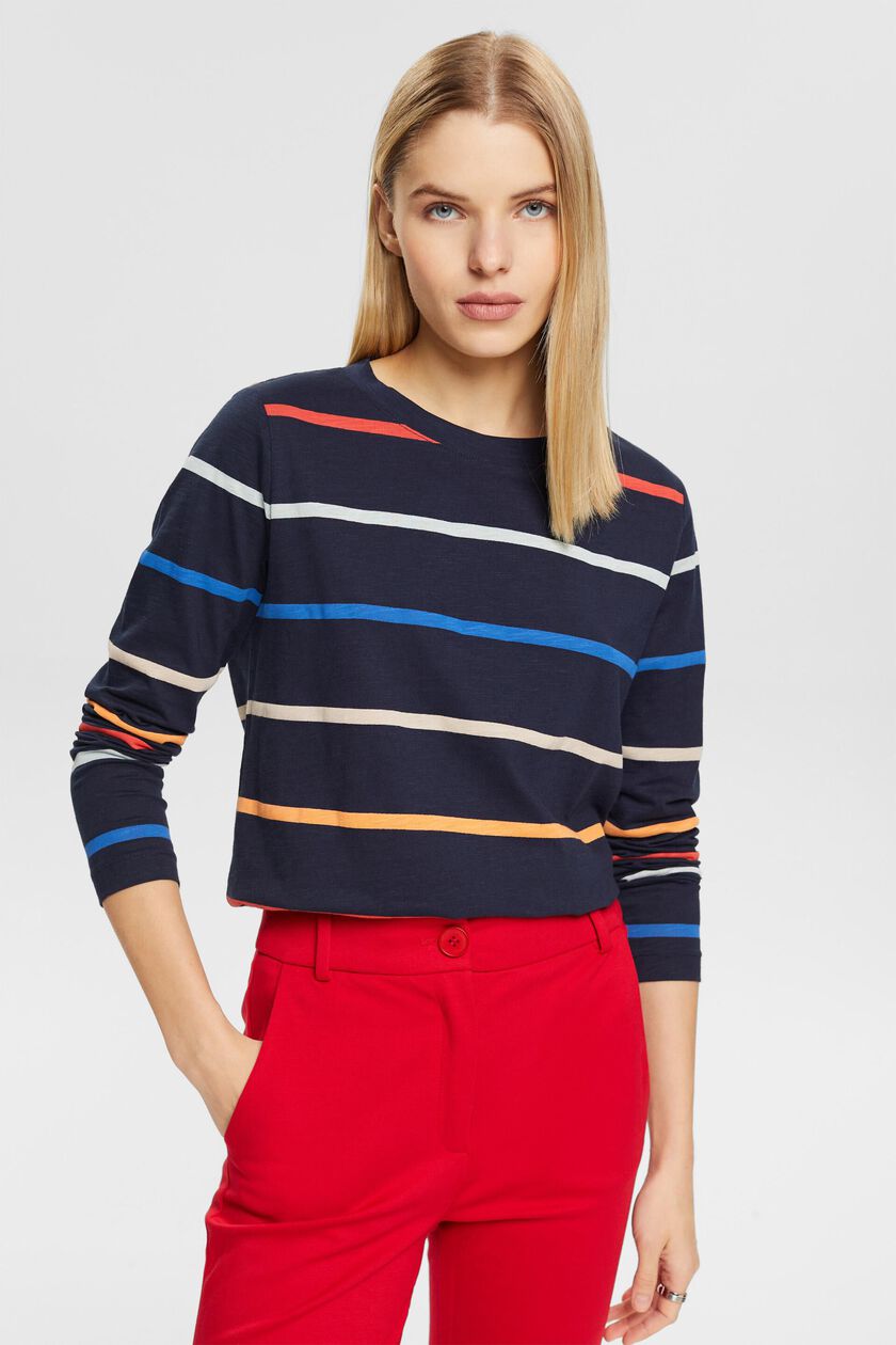 Striped long-sleeved top