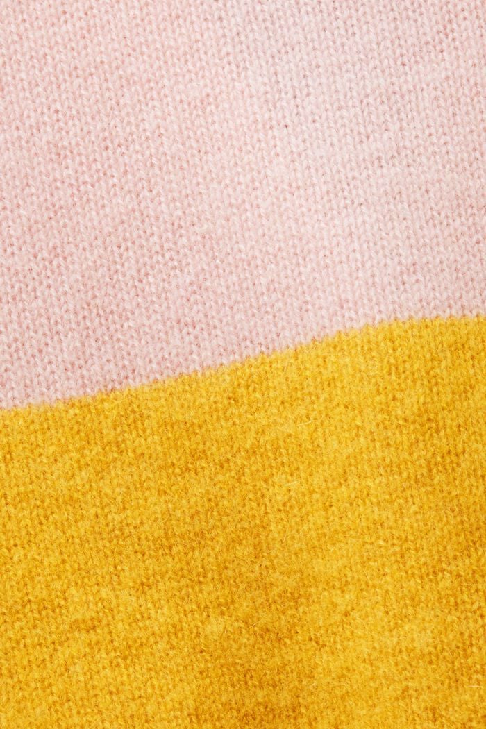 Cashmere V-Neck Rugby Stripe Cardigan, YELLOW, detail image number 5