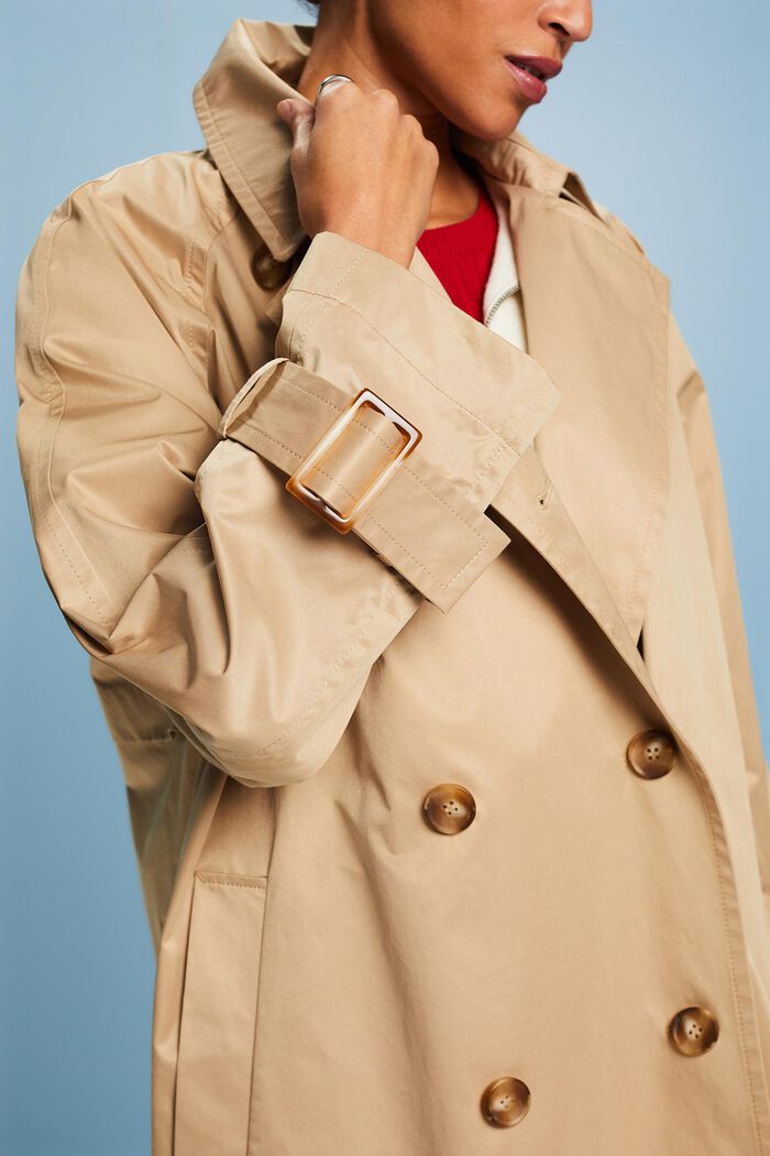 Double-Breasted Trench Coat, BEIGE, detail image number 3