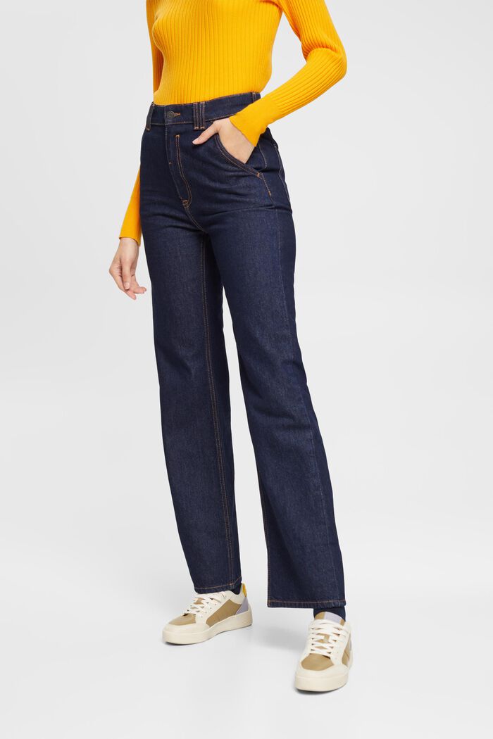 High-Rise Straight Jeans, BLUE RINSE, detail image number 0