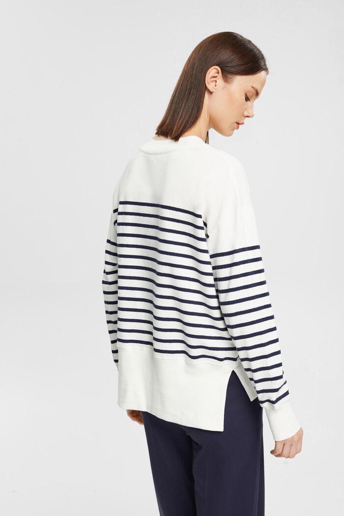 Striped cotton sweatshirt, OFF WHITE, detail image number 3