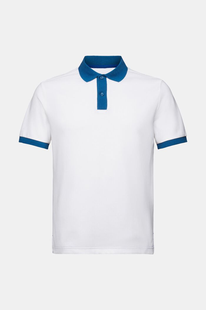Two-tone piqué polo shirt, WHITE, detail image number 5