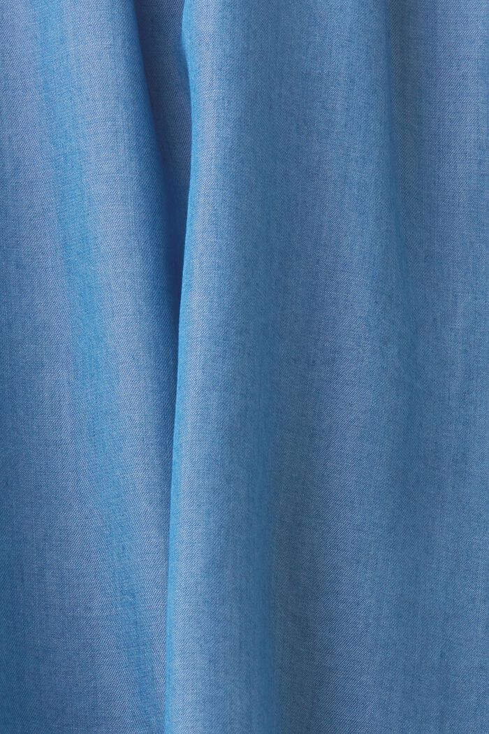 Faux-denim sleeveless blouse with ruffled neckline, BLUE MEDIUM WASHED, detail image number 6