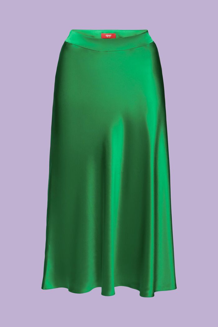 Silk Midi Skirt, GREEN, detail image number 6