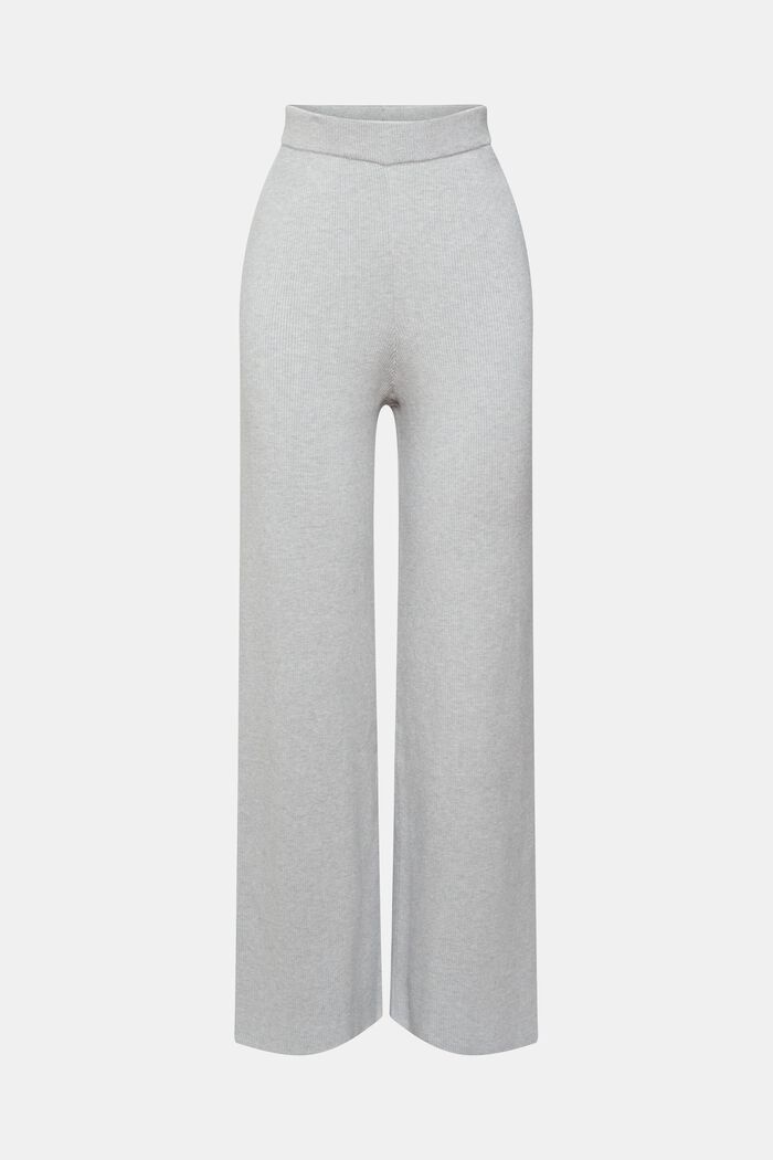 High-rise rib knit trousers, LIGHT GREY, detail image number 2