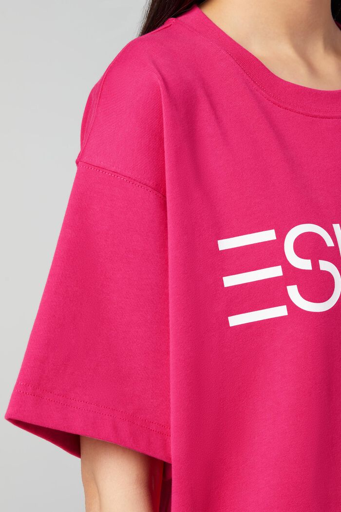 Unisex T-shirt with a logo print, PINK FUCHSIA, detail image number 3