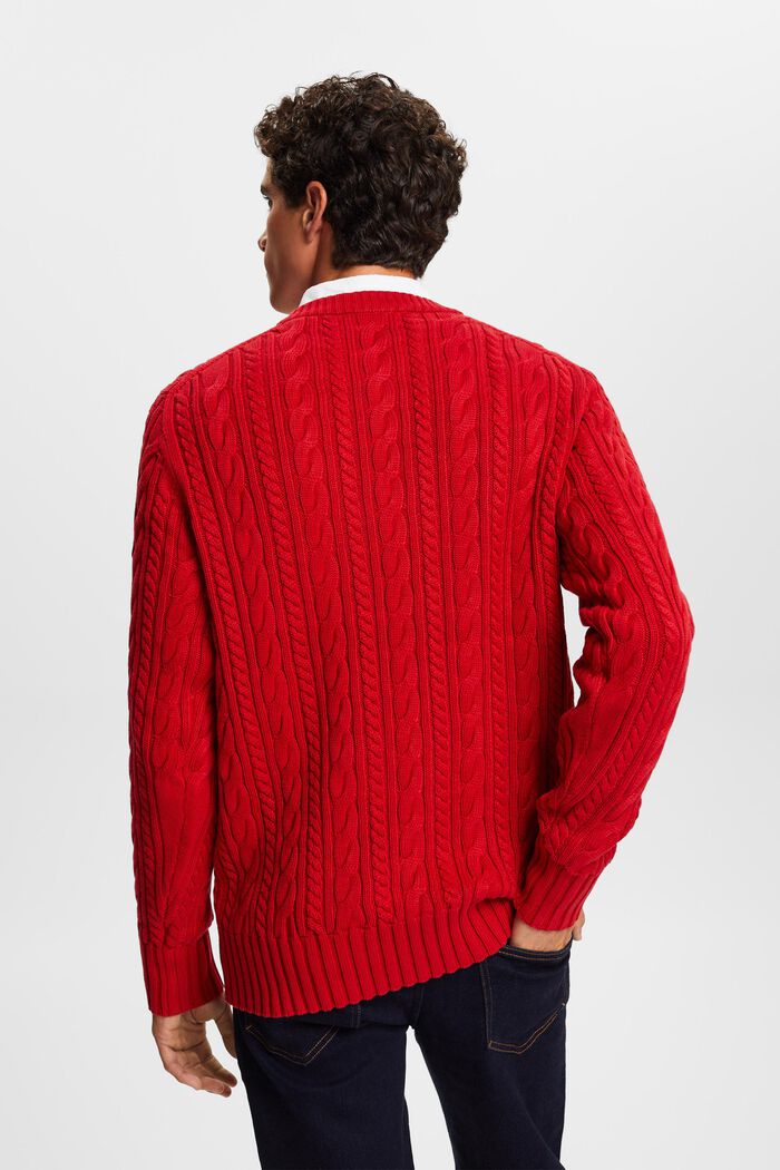 Cotton Cable Knit Jumper, DARK RED, detail image number 4
